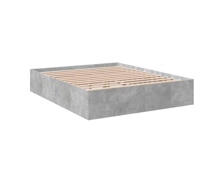 KTHLBRH Bettgestell grau Zement 150 x 200 cm aus mehrschichtigem Holz Inklusive Lattenrost, modernes Design, glatte Oberfläche, feuchtigkeitsbeständig