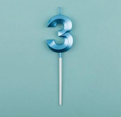 Uplift Essentials 3D Metallic Digital Birthday Candle blue No 3