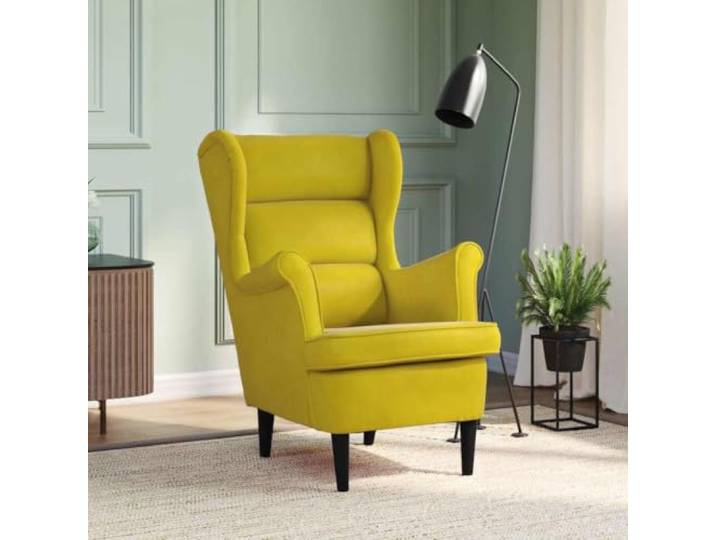 NLQMSU Sessel, Senfgelb, Velours, mit Sperrholzrahmen, 110 kg Gepolsterte Rückenlehne und Sitz, weiche Haptik, Verwendung im Innenbereich, elegantes Design, stabile Struktur