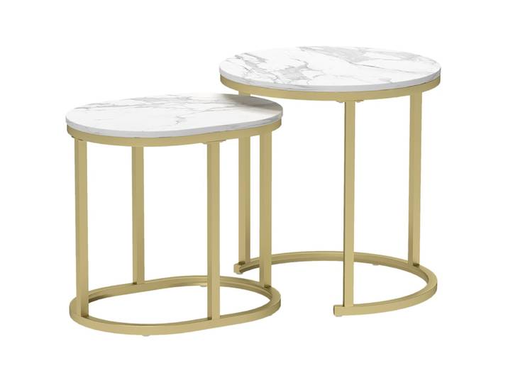 Set de 2 tables basses blanches avec pieds réglables 50x50,5 cm
