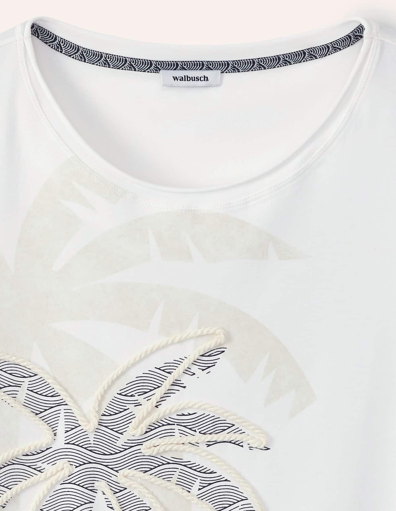 Walbusch Baumwollshirt Tropical, normale Größen, Farbe Weiß, 36, Druck mit Kordelstickerei hautfreundlich Damen