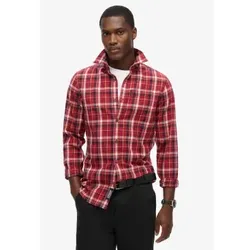 Superdry für Herren. M4010737A Bio-Baumwollhemd aus rot karierter Vintage-Baumwolle (XL), Lässig, Langarm, Bio-Baumwolle, Nachhaltig