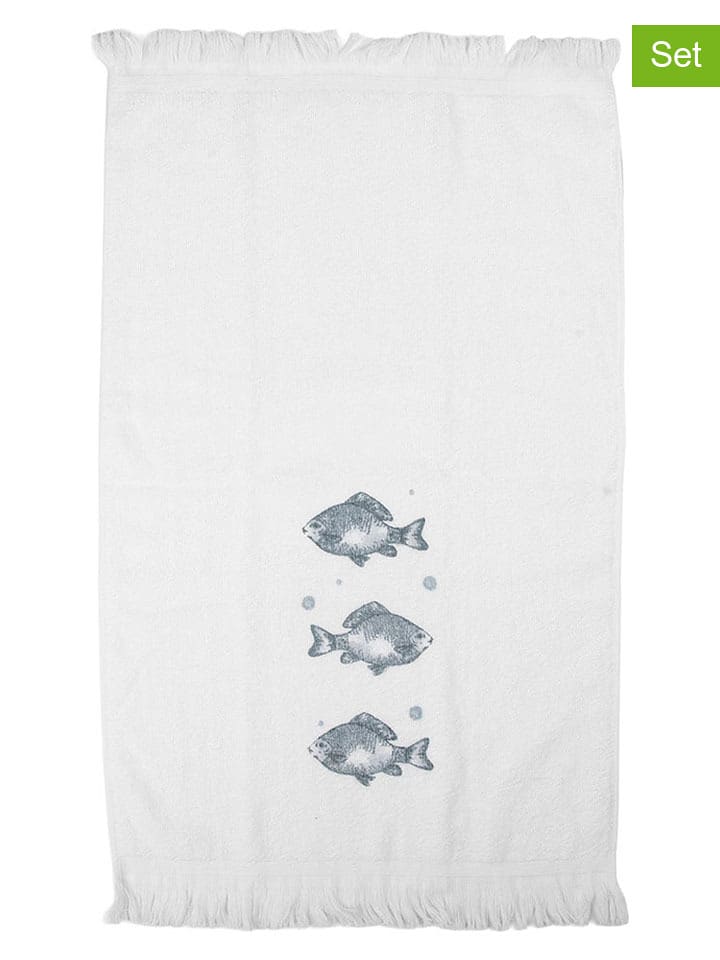 Clayre & Eef 2er-Set: Gästehandtücher in Weiß - (L)66 x (B)40 cm - onesize