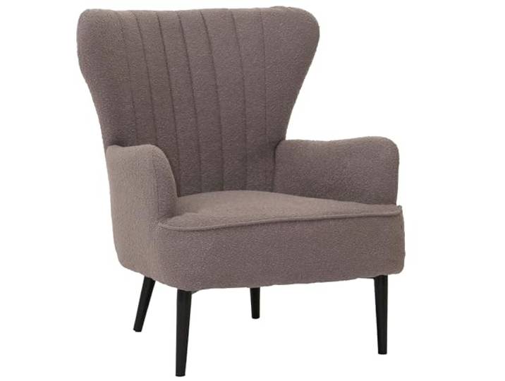 Mendler Lounge-Sessel HWC-K37 Stoff Bouclé - hellgrau