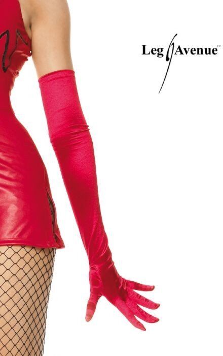 Leg Avenue Gants Extra Longs satin rouge