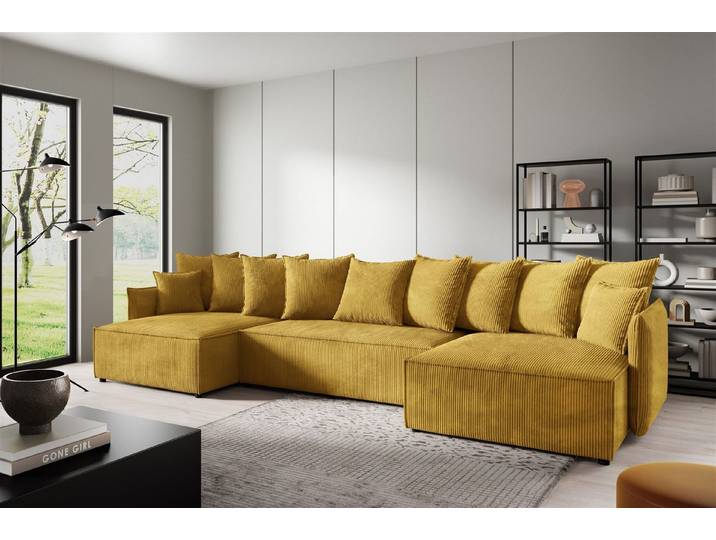 Fun Möbel Wohnlandschaft Sofa in U-Form MINEA in Stoff Poso, Rundumbezug