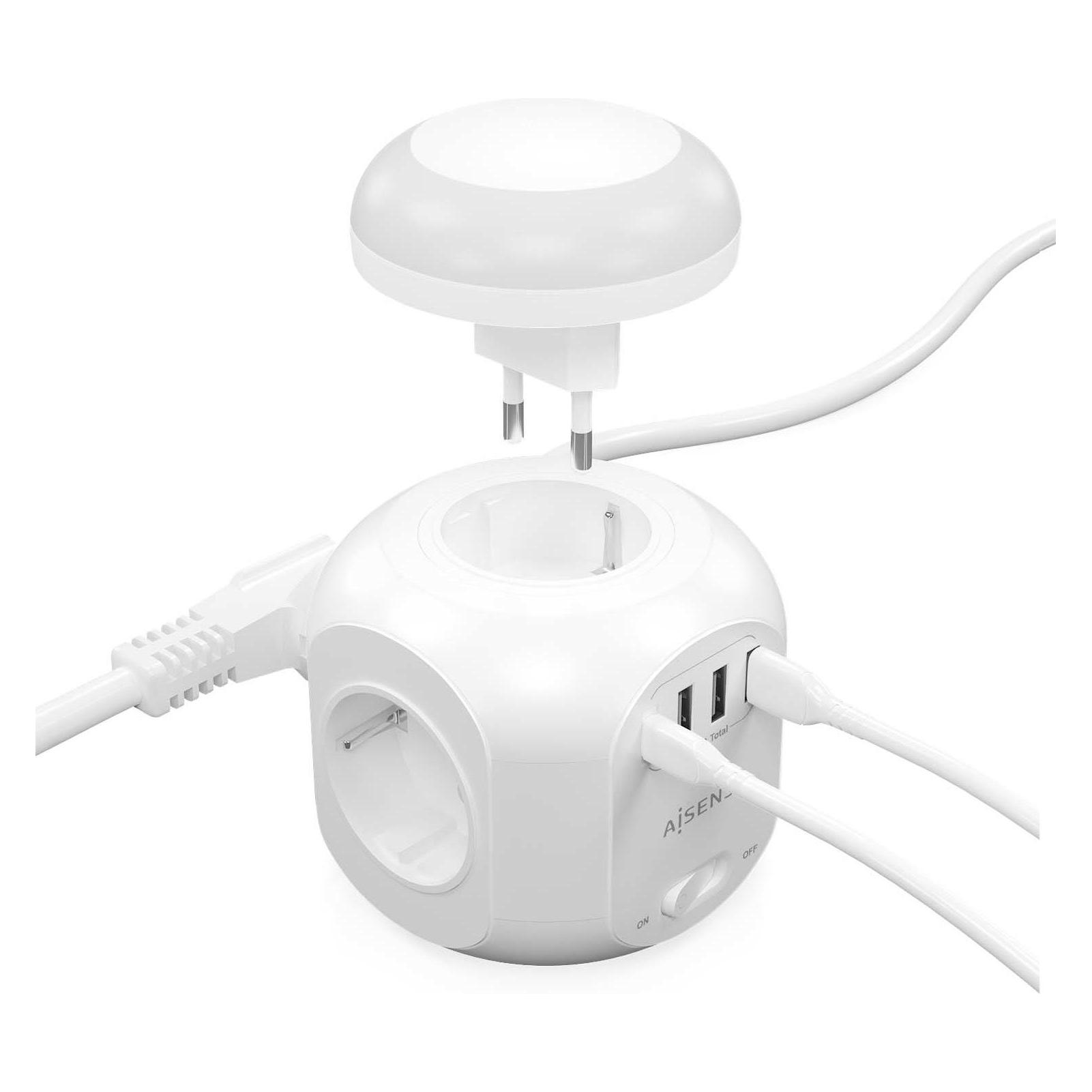 Aisens Regleta Enchufes 4 Tomas 1xusb-C 3xusb-A Luz Nocturna 1.8m Blanco (4x, CEE 7/3, 1.80 m) (ASPS-3A1CL01-W)