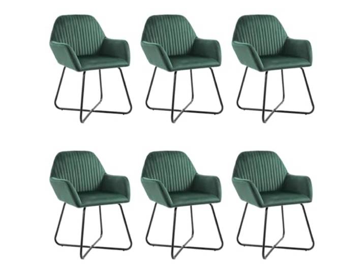 KUTYWEXFM Esszimmerstühle 6er Set Grün Polsterstuhl mit Armlehne Samt Ergonomische Samtsessel im 6er-Set mit stabilen Stahlbeinen für gemütliche Stunden im Wohnzimmer und Esszimmer.