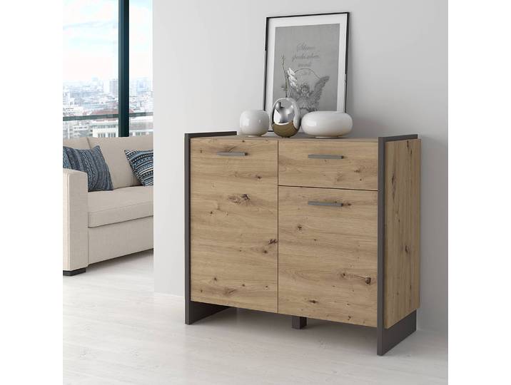 Buffet 97 x 86 x 41cm Marron/Gris