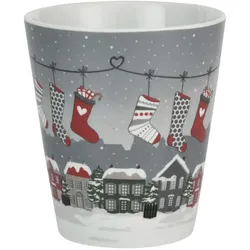 Krasilnikoff Happy Mug Weihnachtsbecher Stockings in City, Ø 8.8, Höhe 10 cm