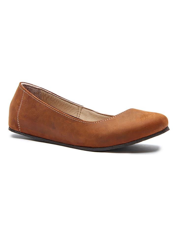 Comfortfusse Leder-Ballerinas in Braun - 38
