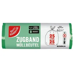 Gut & Günstig 25 Müllsäcke 25 L grün mit Zugband grün