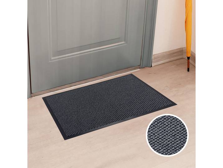 Fussmatte GOODPRODUCT Tarron, Schmutzfangmatte Indoor, für Hausflur und Eingangsbereiche , grau (anthrazit), B:40cm H:5mm L:60cm, Kunstfaser, Teppiche, Fussmatte, Eingangsmatte, rutschfeste Unterseite, meliert
