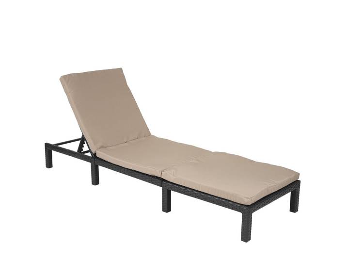 POLY-RATTAN SONNENLIEGE BASIC Anthrazit, Cremeweiß