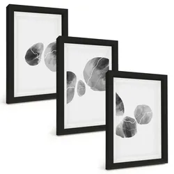 BILDER SET 3er Set - 20x30 cm Schwarzer Rahmen - Abstrakte Kunst, Farbspritzer