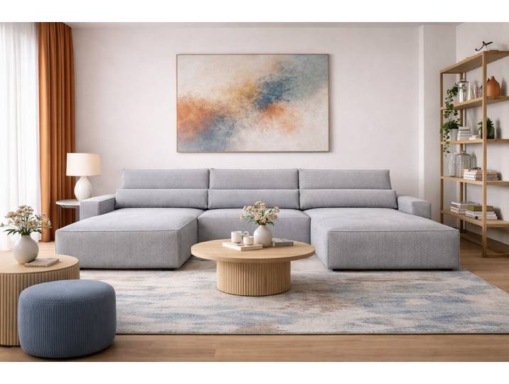 ROYAL24_MARKT Ecksofa - Brazil U - mit Bettkasten & HR-Schaum, Ecksofa 1 Teile, Schlaffunktion, Bettkasten, HR-Schaum, Wellenfederung