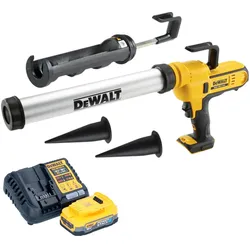 DeWalt, Kartuschenpistole + Fettpresse, DCE 581 E1K Akku Kartuschenpistole 18 V 310 ml + 1x Powerstack Akku 1,7 Ah + Ladegerät + (Kartuschenpistole)