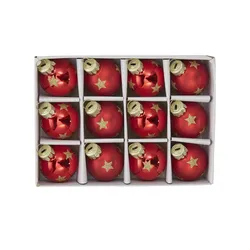 HOME STORY Weihnachtsbaumkugeln  12er Set   , rot , Glas,Aluminium , Maße (cm): H: 3  Ø: 3