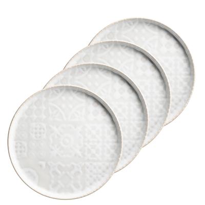 MÄSER Teller flach 28 cm UNO 4er Set, Traditional Tiles weiss, 581186