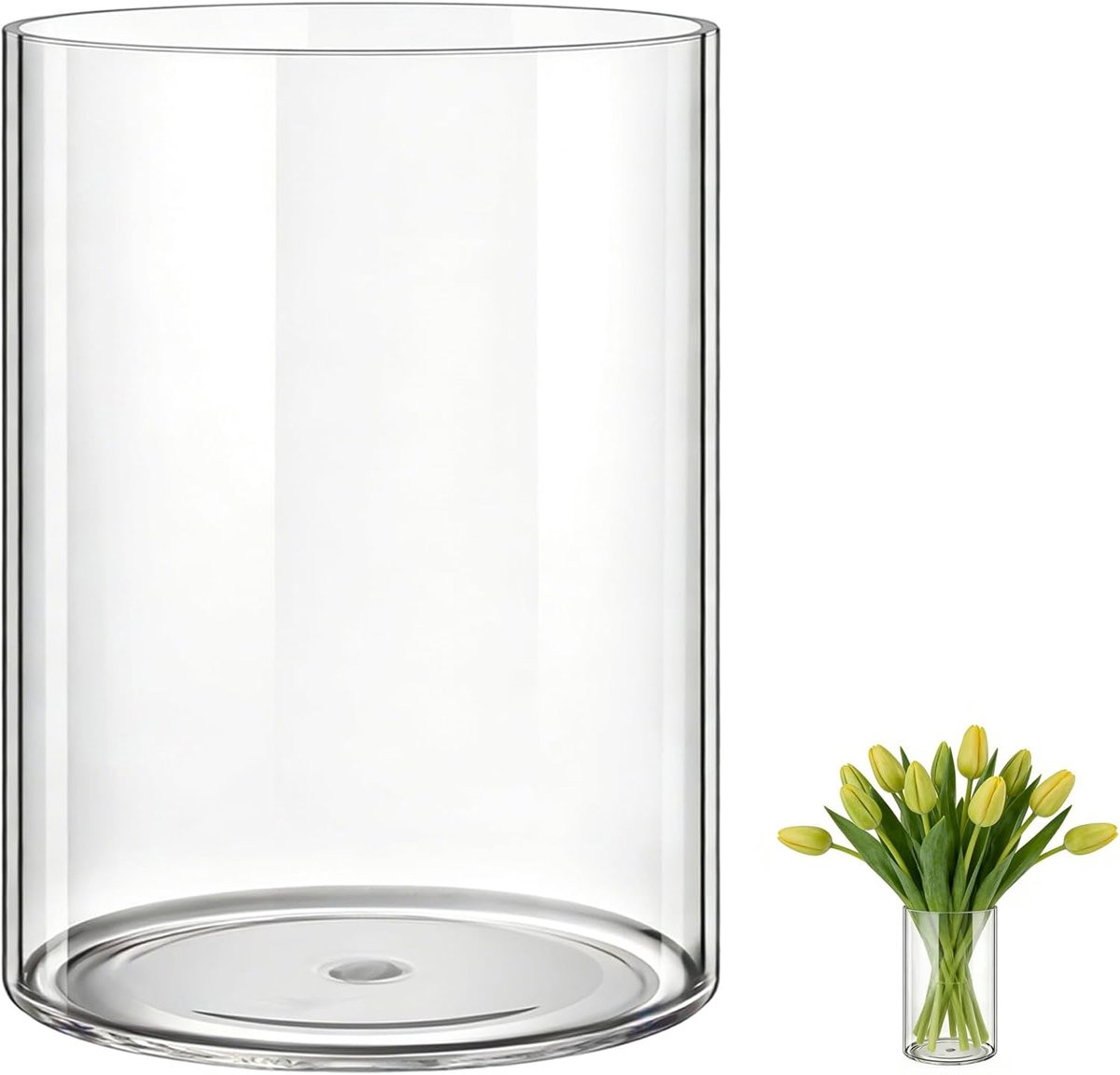 SnelShoppen Ronde Acryl Vaas - Transparante Onbreekbare Vaas - Diameter: 15 cm, Hoogte: 25 cm