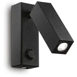 Ideal Lux LED Wandstrahler PAGE SQUARE, 3W 3000K 135lm, mit Schalter, schwenkbar, Schwarz IDEA-142241