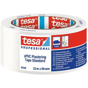 Tesa Kreppband 60399, PVC Putzband, 50mm x 33m, für Innen und Außen
