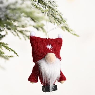 Inspired Deals Cozy Knitted Christmas Gnome Ornament Faceless Holiday Tree Pendant red