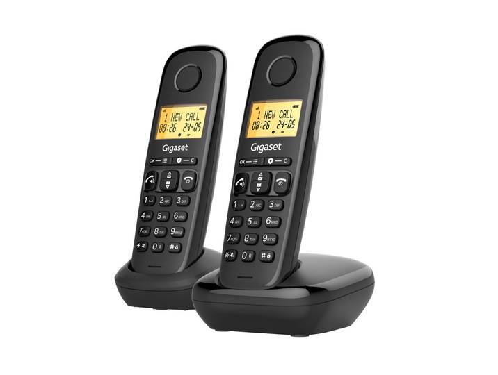 Gigaset Téléphone sans fil DECT Basic 100 Duo - Fonction mains libres - Noir