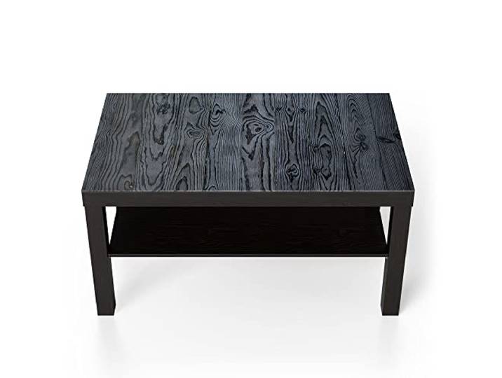 DEQORI Glastisch schwarz groß 90x50 cm Motiv Kieferholzmaserung ausgefallener Beistelltisch aus Glas Hochglanz Couchtisch fürs Wohnzimmer moderner Couch Tisch mit Design