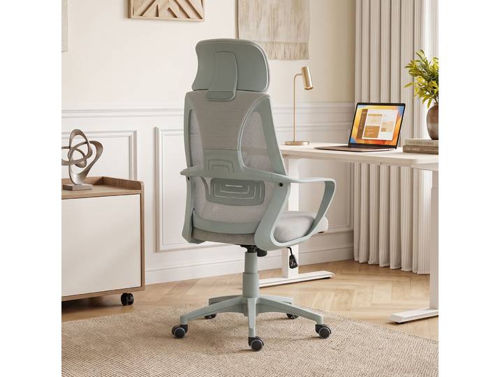 Vinsetto Fauteuil Bureau Gris Réglable Bascule Appuie-tête