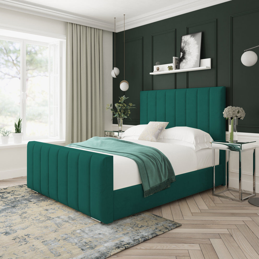 Lark Manor Upholstered Bed Green Single (3')