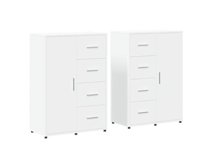 KGFHERENB Sideboards 2er Set Weiß 60x31x84 cm Holzwerkstoff Kommode Zwei moderne Anrichten fürs Wohnzimmer und Flur mit robuster Oberplatte für Lampen und geschütztem Platz für Bücher.