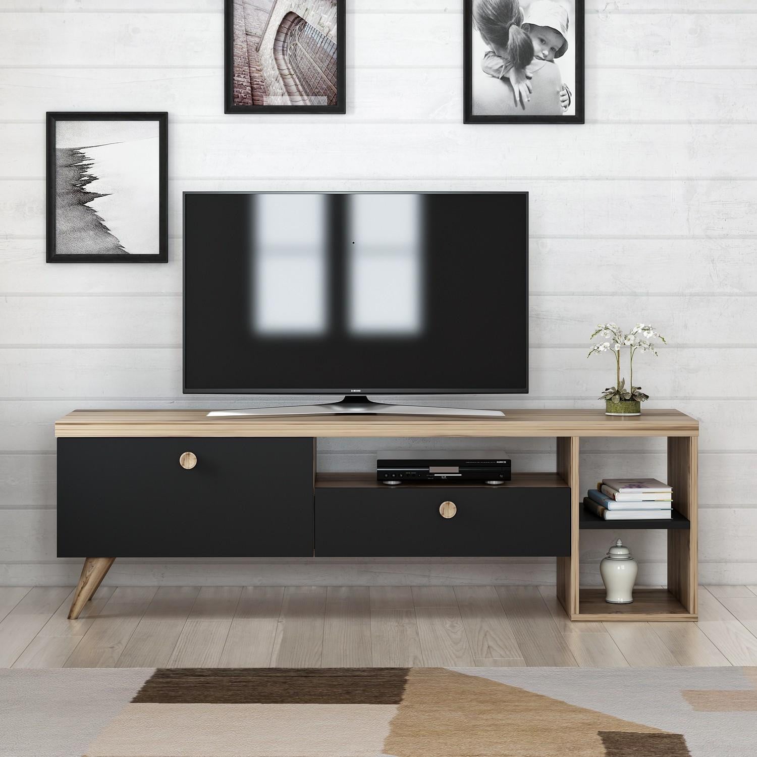Skye Decor Moderne TV-standaard in zwart en eikenhout, B/D/H: 150 x 47 x 35 cm