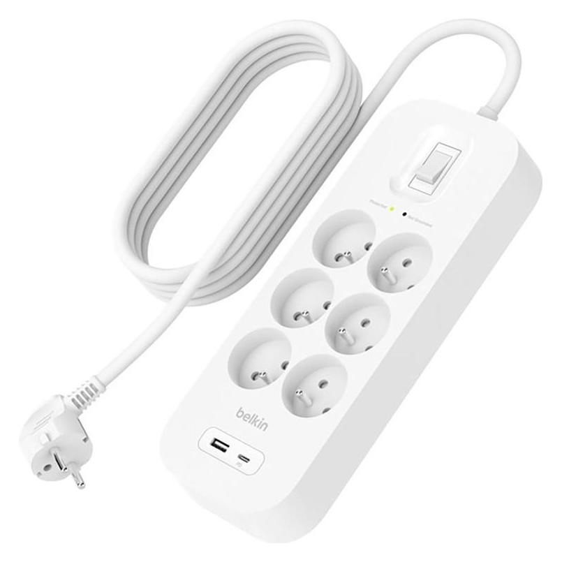Belkin Surge Protection with USB C 6 Outlet (CEE 7/3, 2 m) (SRB002ca2M)