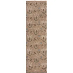 Juteteppich mit floralem Muster, handgewebt, naturfarben - `Jed`. 60x230 cm | Kadima Design