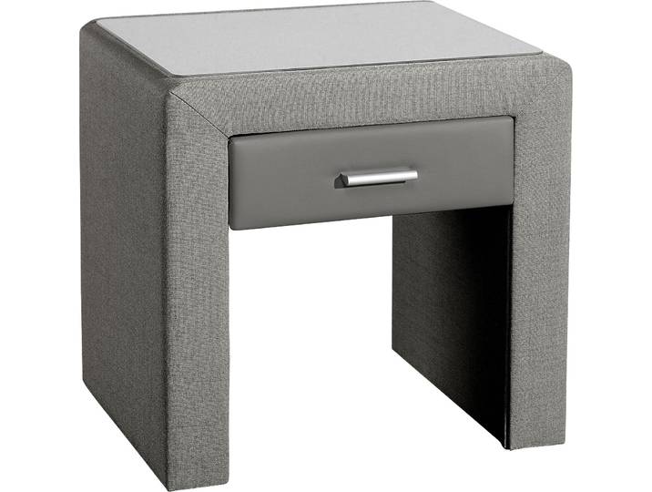 Nachttisch, Grau & Anthrazit, 50x40 cm, Glas & Spanplatte, 1 Schubkasten, Modern & Klassisch, Inosign