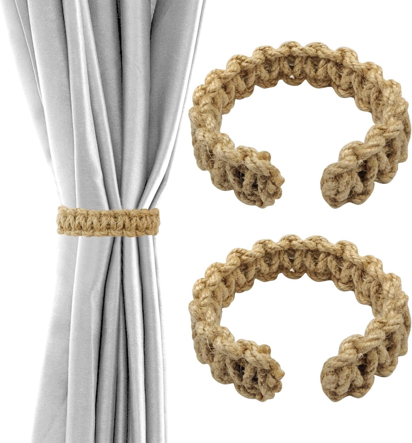 Set van 2 Elegante Boho Stijl Gordijnklemmen - Bruin - Decoratieve Gordijnaccessoires