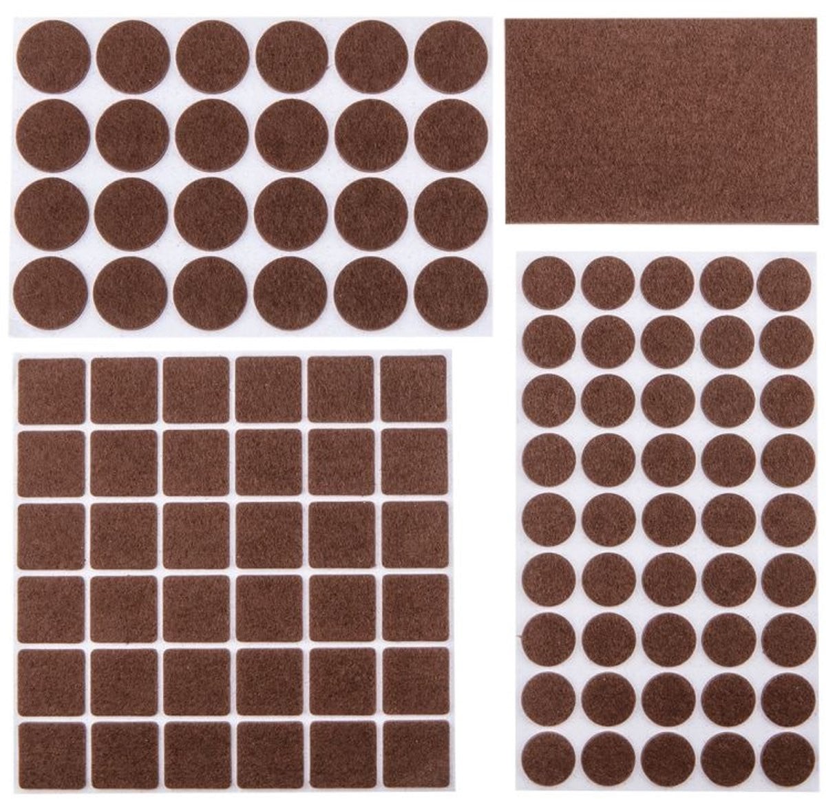 Zelfklevende viltjes bruin, 106 stuks, 3 mm dik