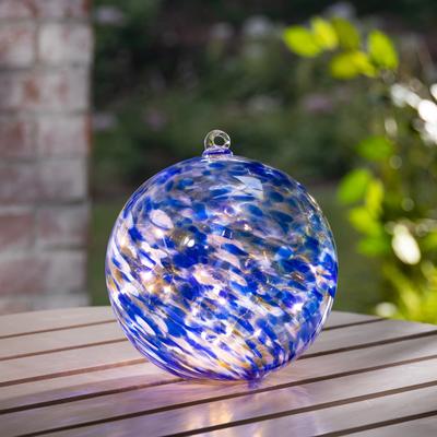 Gerson International 8 Inch Blue Elegant Illuminating Hand Blown Glass Sphere