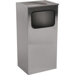 SZ-Metall Aschenbecher Classic, 29238, silber, für Outdoor, 2in1, Aschenbecher & Mülleimer aus Edelstahl, 30 x 62cm, 12 L