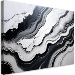 LEINWANDBILD Abstraktion aus schwarzem und weißem Marmor 60x40cm