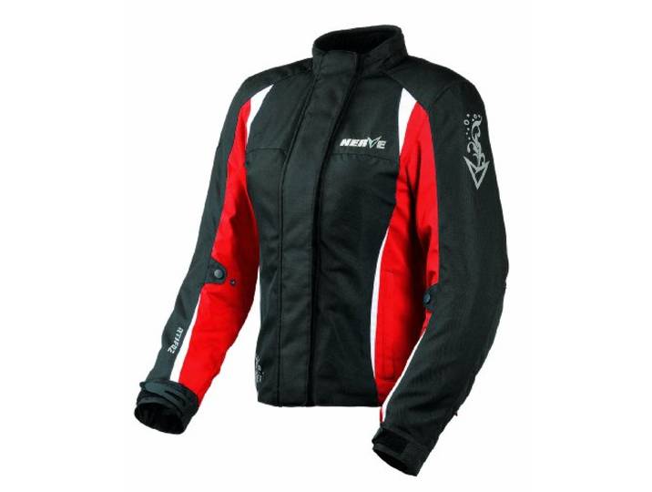 Nerve Unique Star Damenmotorradjacke, Schwarz/Rot, 36