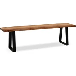 ESSZIMMERBANK Massivholz Metall Baumkante ohne Lehne, Akazie 120x40x46 cm