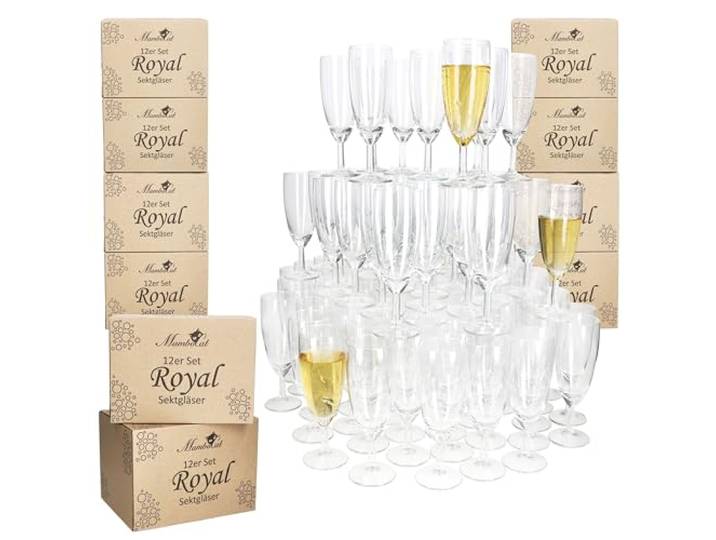 MamboCat 120er Set Royal Sektgläser I geeicht 0,1L, Höhe 16cm I modernes klares Sektglas mit Fuß I Sektflöte für Prosecco, Champagner & Co I transparente Gläser für Hochzeit, Partys, Geburtstage