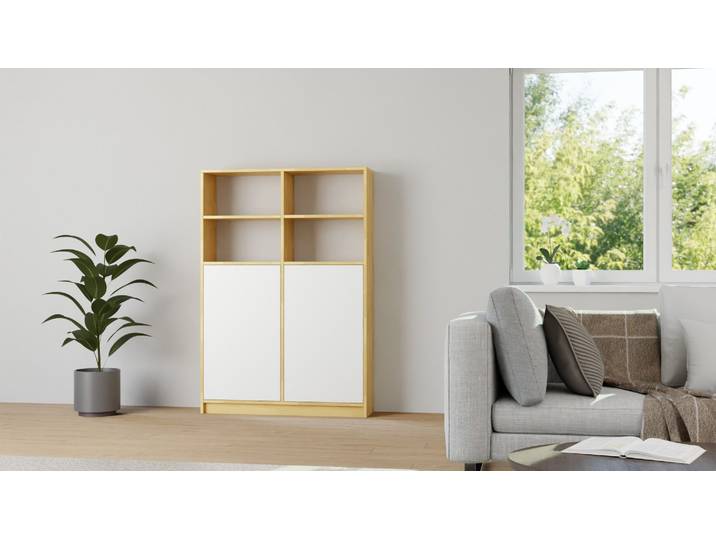 Bücherregal mit Türen Buche Natur geölt