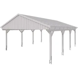 Skan Holz Fichtelberg - Satteldach Doppelcarport Breite 618 cm Gr. 2 - 618 x 808 cm Dachlattung weiß Holzcarport
