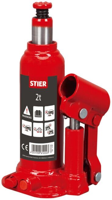 Cric bouteille hydraulique pour voitures STIER, 2 tonnes (904226)