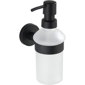 Wenko Seifenspender Bosio Black Matt, 24235100, zur Wandmontage, satiniertes Glas, 200ml
