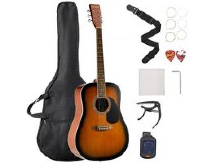VEVOR Dreadnought Akustik Gitarre 41 in / 1041,4 mm Anfängerpaket Erwachsene Sunburst