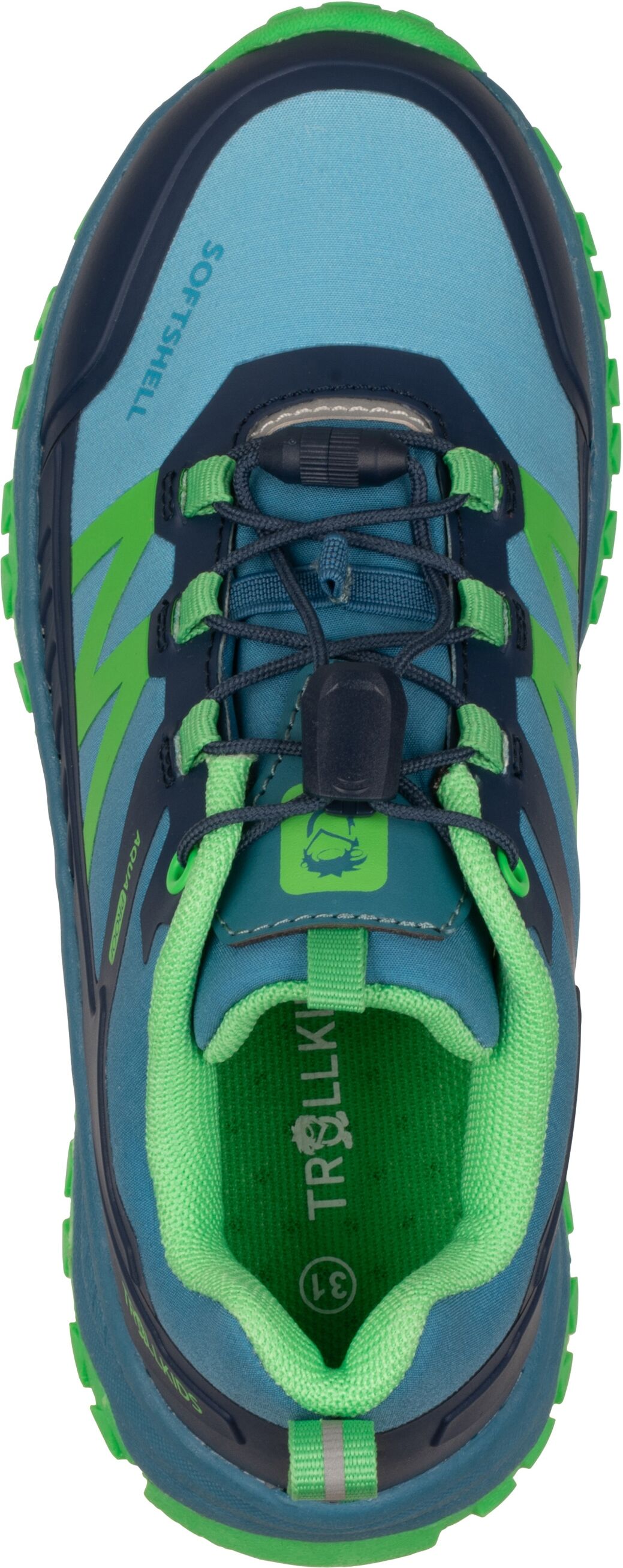 Outdoorschuh TROLLKIDS "Kids Sirdal Hiker Low", Kinder, Gr. 28, Synthetik, mystic blau, fresh grün, Schuhe Outdoorschuh, wasserdicht mystic blau, fresh grün 28, Synthetik